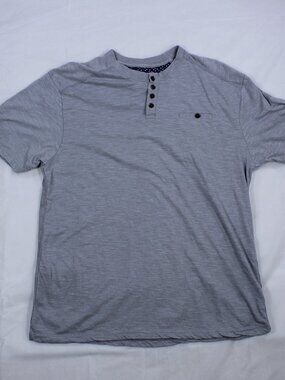 Colours by Alexander Julian Men's Henley Shirt - Heathered Grey - Short Sleeve‎